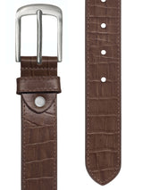 cinturon piel efecto cocodrilo color marron