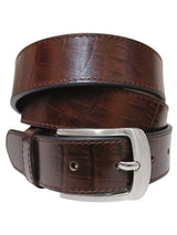 cinturon piel efecto cocodrilo color marron