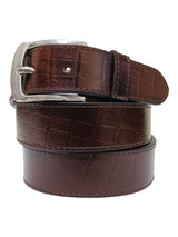 cinturon piel efecto cocodrilo color marron