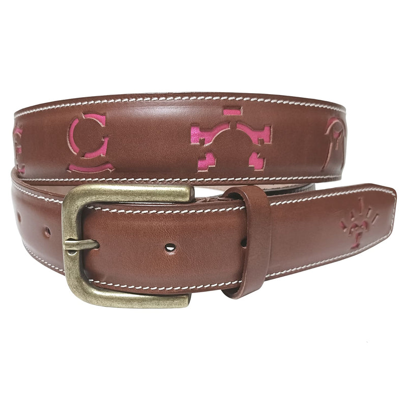 Cinturon piel vaca hierros ganaderias taurinas