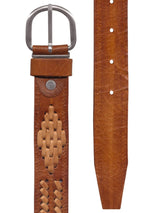 cinturon piel marron doble tira color cuero