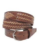 cinturon piel marron doble tira color cuero