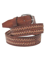 cinturon piel marron doble tira color cuero