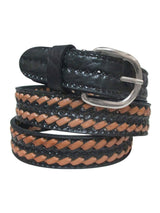 cinturon piel negro doble tira color cuero