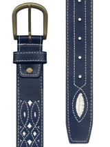 cinturon piel rociero azul marino