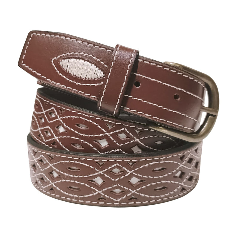 cinturon piel calada rociero marron