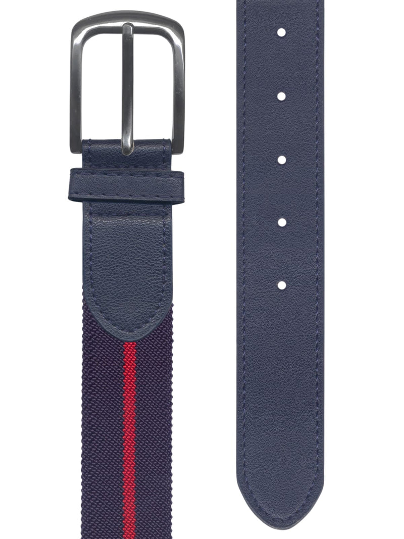 cinturon textil elastico azul marino raya roja