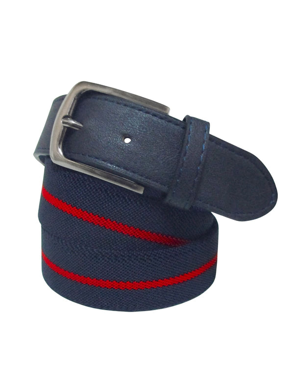 cinturon textil elastico azul marino raya roja