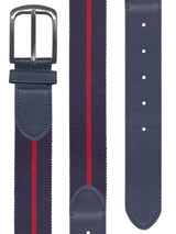 cinturon textil elastico azul marino raya roja