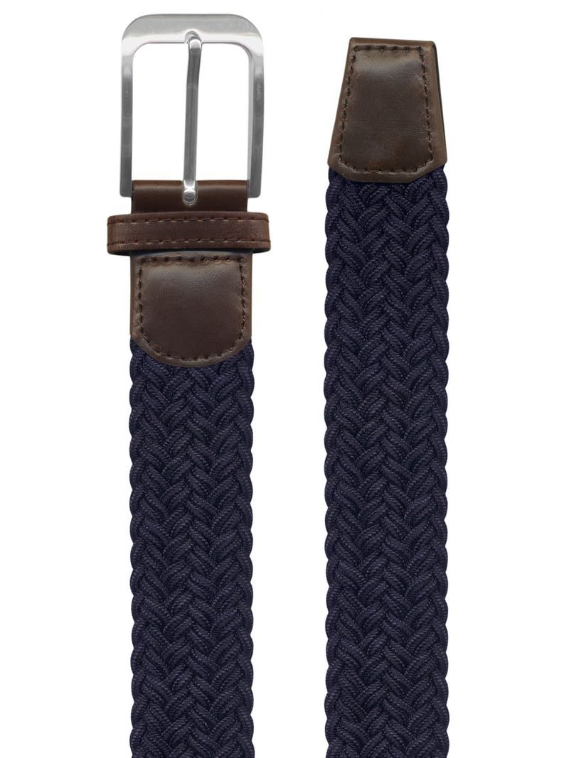 cinturon textil trenzado fuerte azul marino