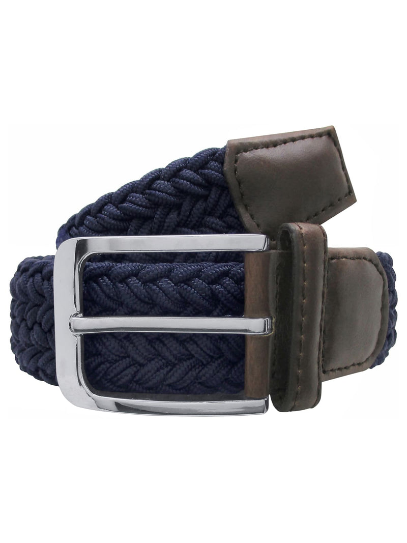 cinturon textil trenzado fuerte azul marino