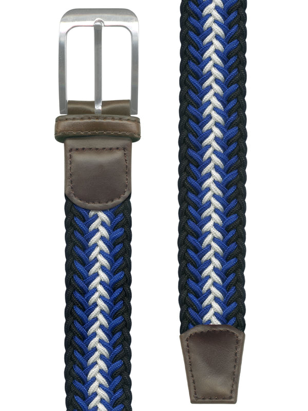 cinturon textil trenzado azulon blanco y negro