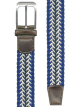cinturon textil trenzado blanco azulon y azul marino