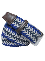 cinturon textil trenzado blanco azulon y azul marino