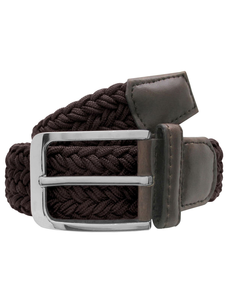 CINTURON UNISEX TEXTIL TRENZADO FUERTE MARRON