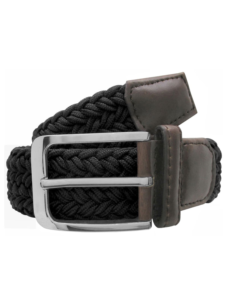 cinturon textil trenzado fuerte negro