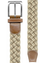cinturon textil trenzado grueso beige