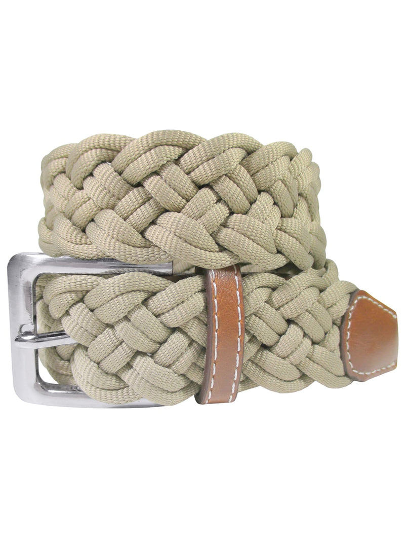 cinturon textil trenzado grueso beige