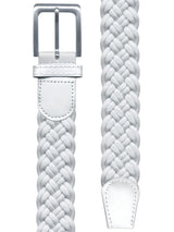 cinturon textil trenzado grueso blanco