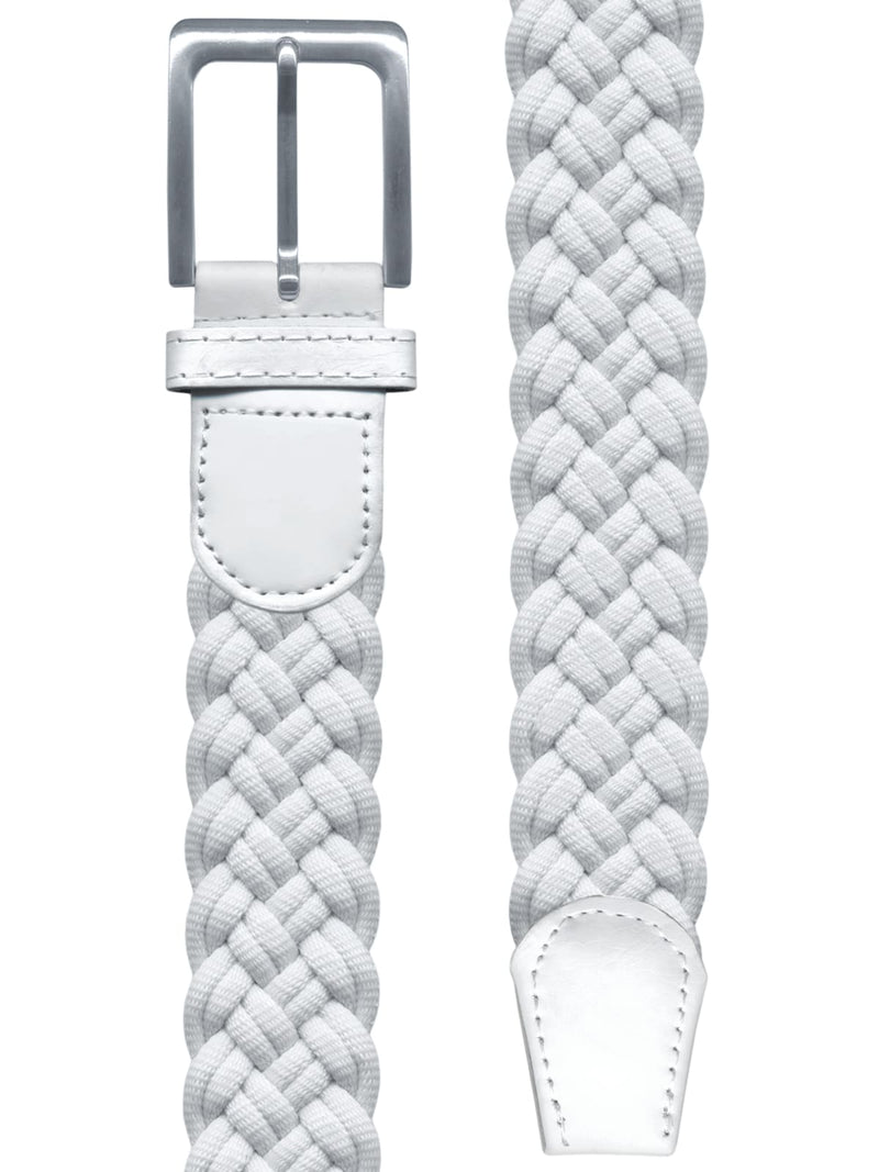 cinturon textil trenzado grueso blanco