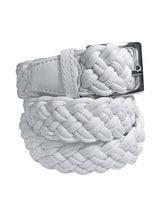 cinturon textil trenzado grueso blanco