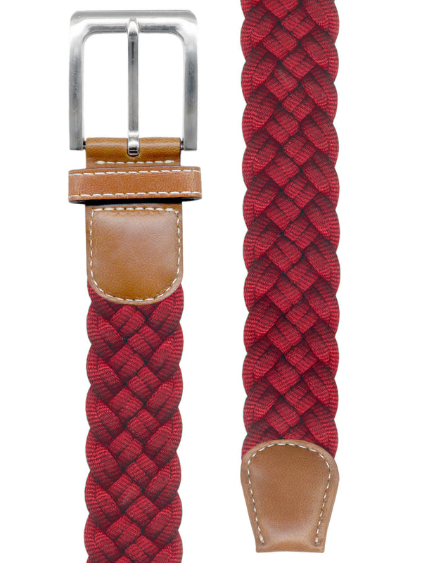 cinturon textil trenzado granate