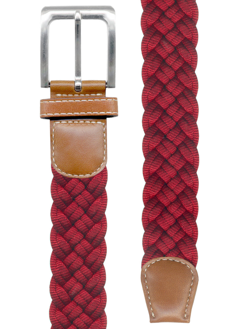 cinturon textil trenzado granate
