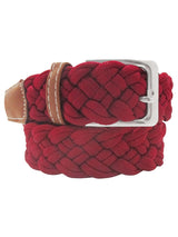 cinturon textil trenzado granate