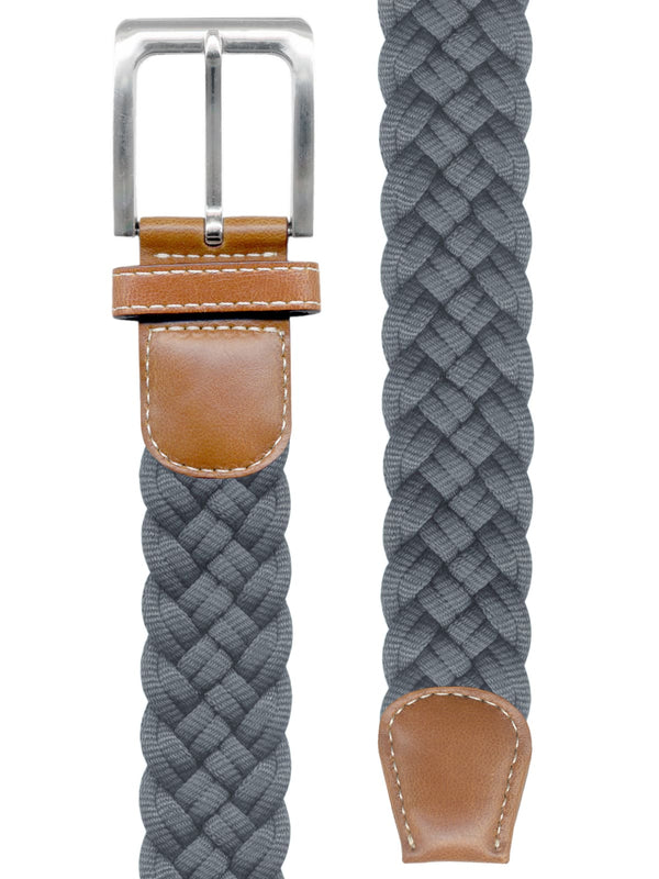 cinturon textil trenzado gris