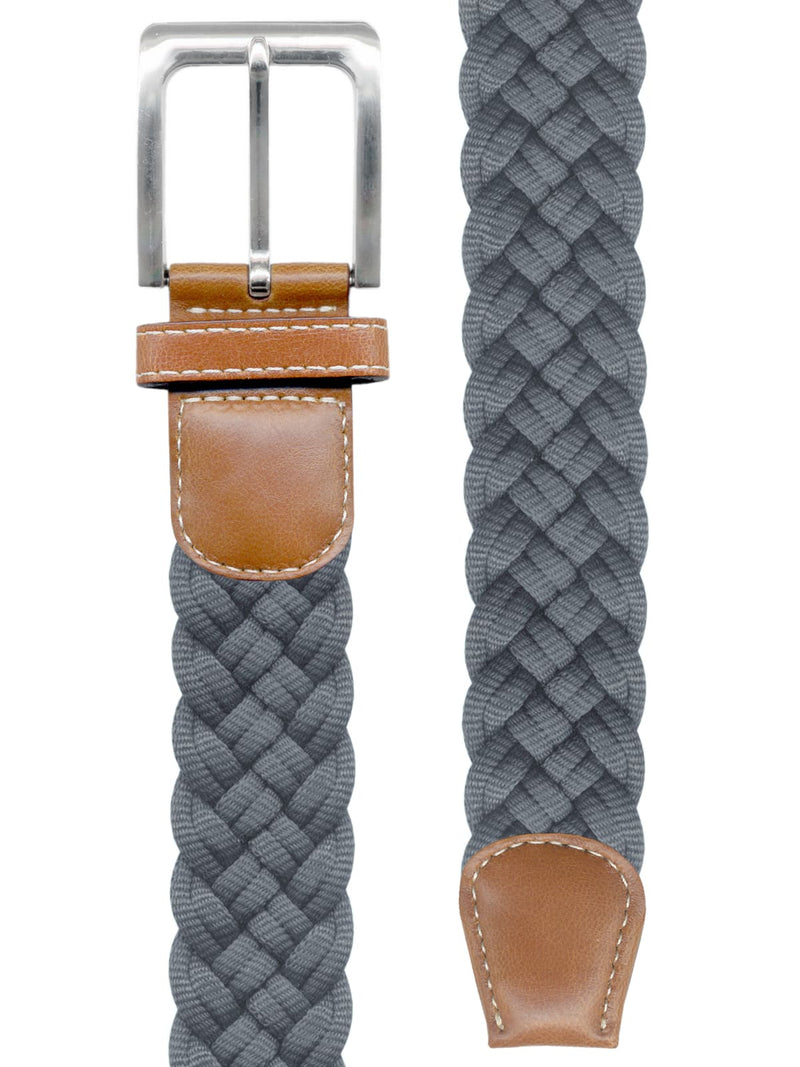 cinturon textil trenzado gris