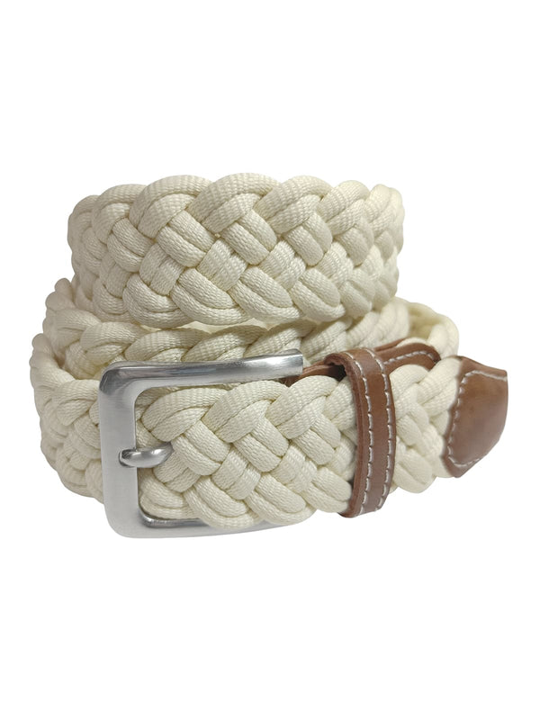 cinturon unisex textil trenzado color marfil