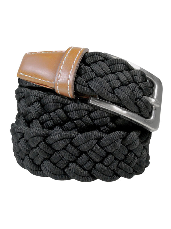 cinturon textil trenzado grueso negro