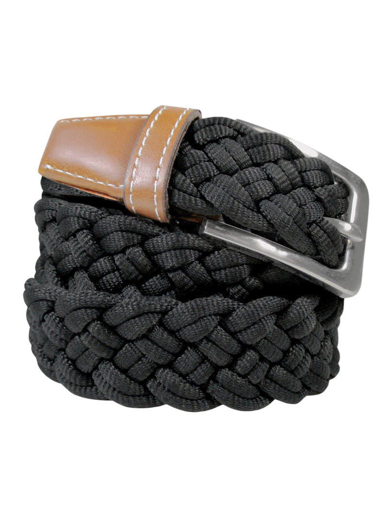 cinturon textil trenzado grueso negro