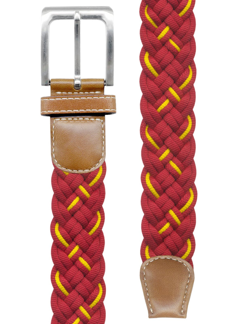 cinturon textil trenzado rojo con bandera España