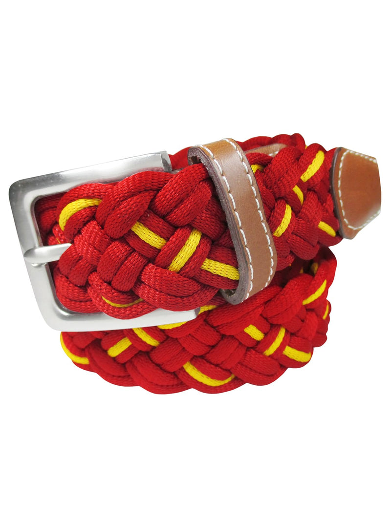 cinturon textil trenzado rojo con bandera España