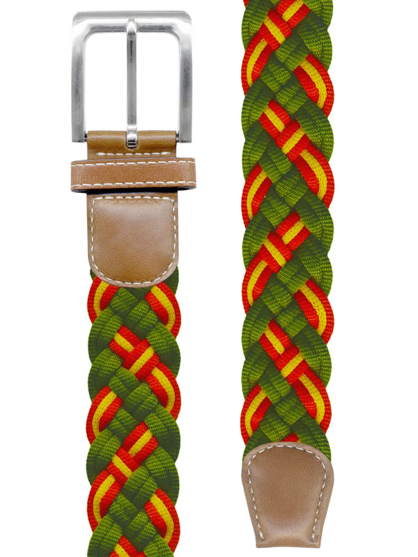 cinturon textil trenzado verde con bandera España