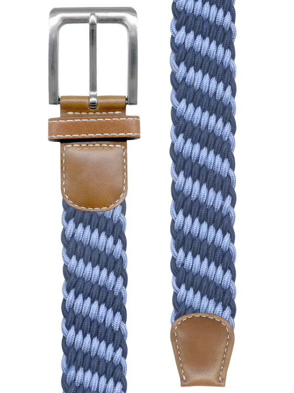 cinturon trenzado elastico azul celeste y azulon
