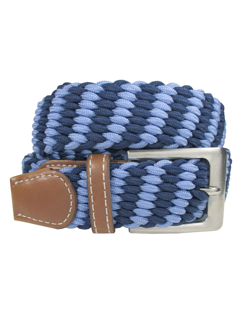 cinturon trenzado elastico azul celeste y azulon