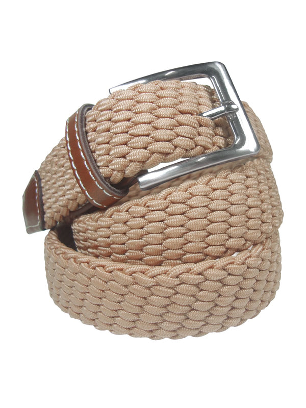cinturon trenzado elastico color camel