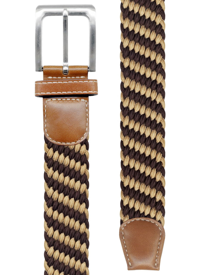 cinturon trenzado elastico camel marron chocolate