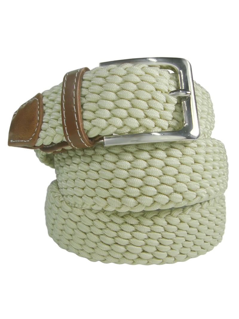 cinturon trenzado elastico color crudo