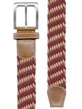 cinturon trenzado elastico granate y camel