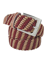 cinturon trenzado elastico granate y camel