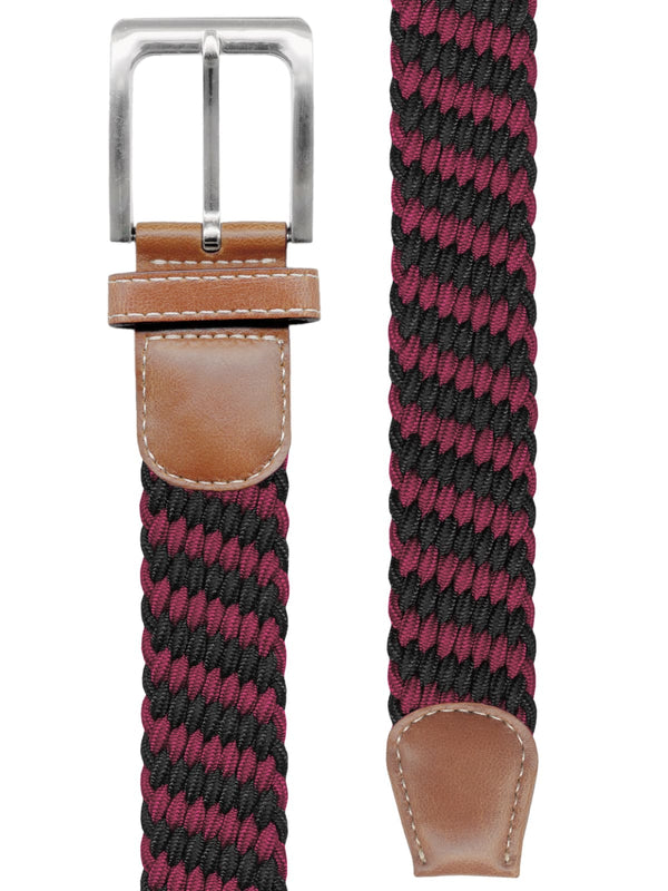 cinturon trenzado elastico magenta y negro