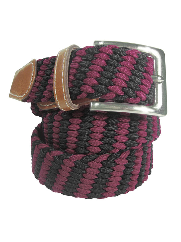 cinturon trenzado elastico magenta y negro