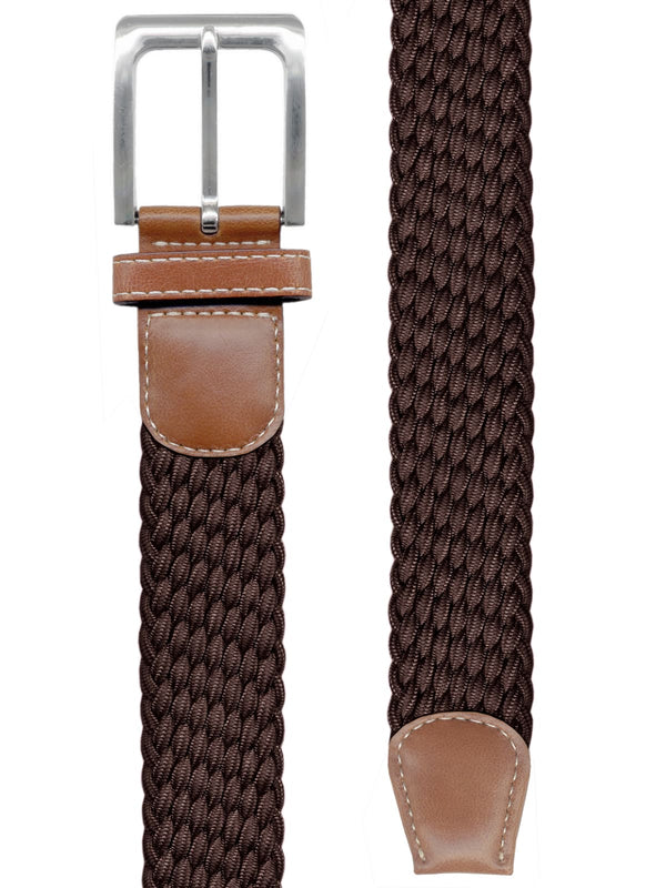 cinturon trenzado elastico marron