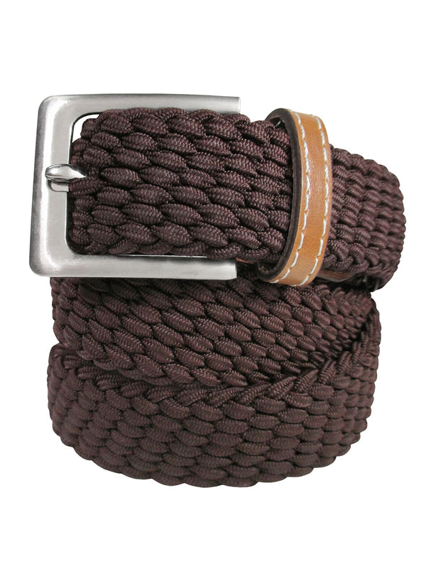 cinturon trenzado elastico marron