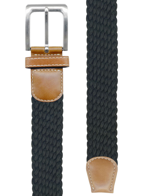 cinturon trenzado elastico negro
