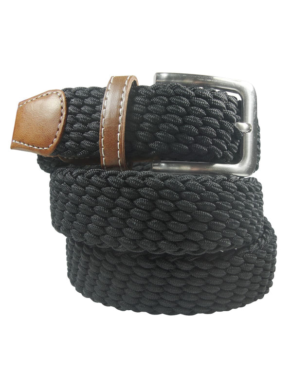 cinturon trenzado elastico negro