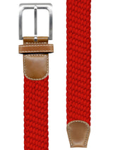 cinturon textil trenzado elastico rojo